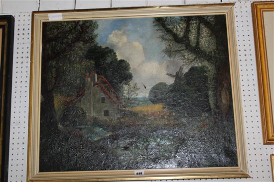 Cottage landscape oil Winston McOvoid